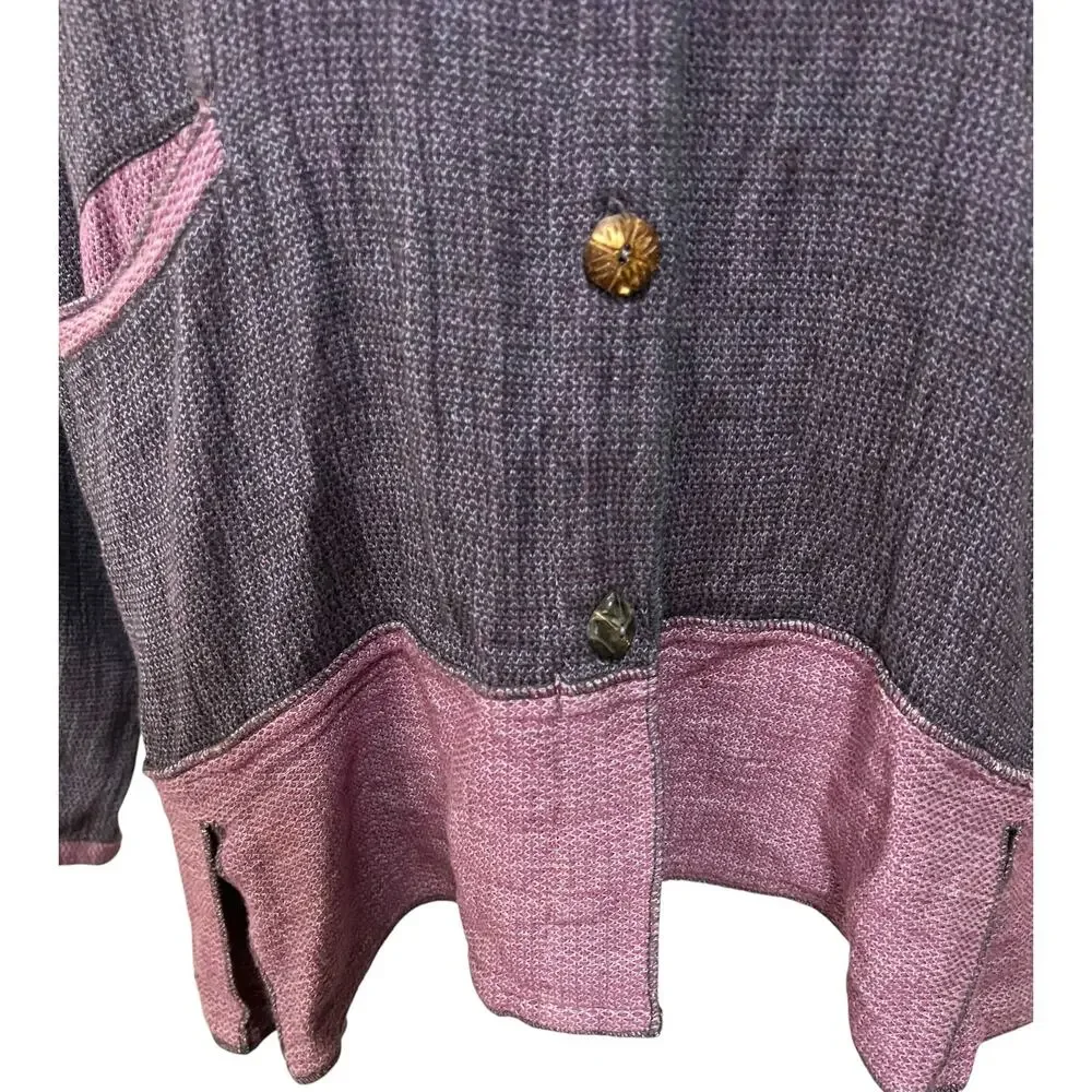 Tribe People United Women’s Button Front Tunic Top Purple Hemp Cotton Boho XL